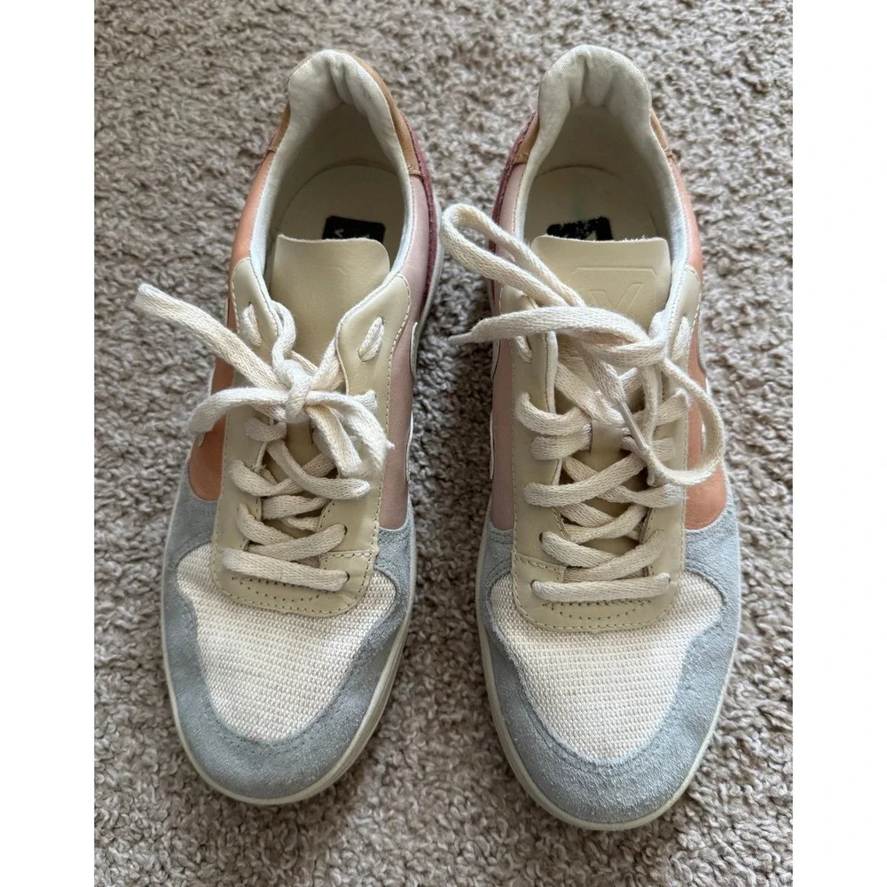 Veja V-10 Womens Sneakers Pink Peach Grey Multi Color Suede Leather Size 9 - Picture 1 of 7